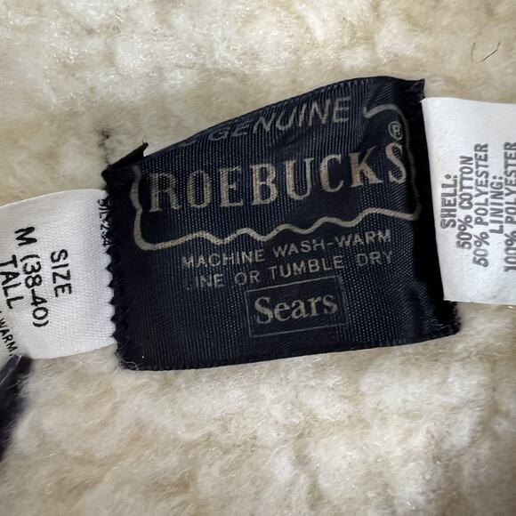 Vintage Sears Roebucks Vest Mens M Tall Blue Sherpa Lined Denim Workwear USA - Picture 6 of 14